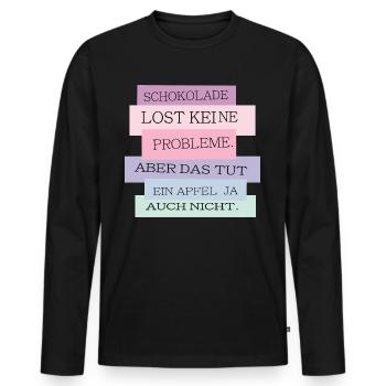 Schokolade vs. Apfel - Männer Premium Bio Langarmshirt - Schwarz - Vorne - Nico (187cm)