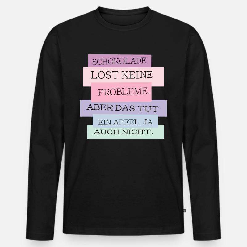Schokolade vs. Apfel - Männer Premium Bio Langarmshirt - Schwarz