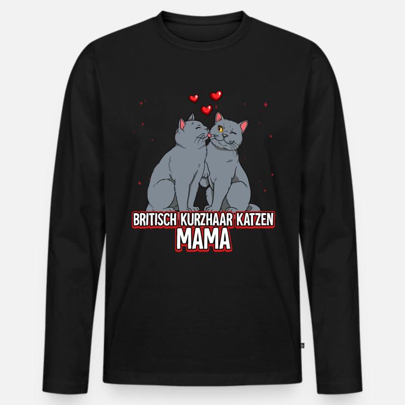 Britisch Kurzhaar Katzen Mama - Männer Premium Bio Langarmshirt - Schwarz