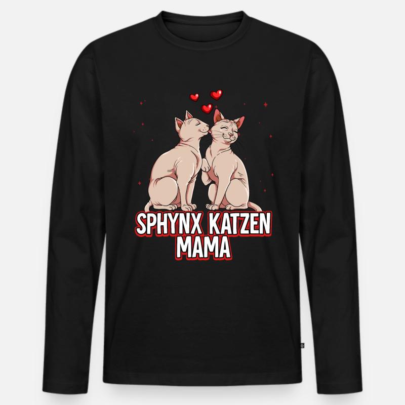 Sphynx Katzen Mama - Männer Premium Bio Langarmshirt - Schwarz