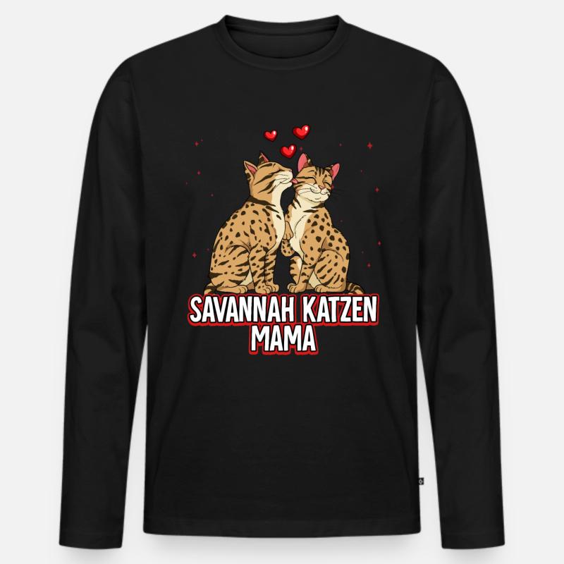 Savannah Katzen Mama - Männer Premium Bio Langarmshirt - Schwarz