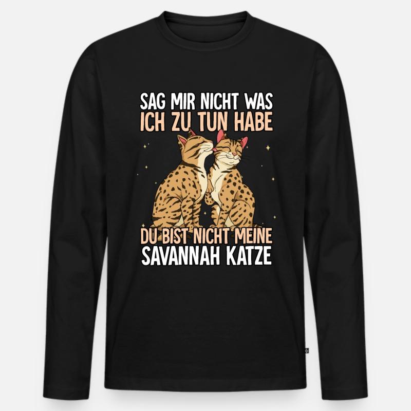 Savannah Katze - Männer Premium Bio Langarmshirt - Schwarz