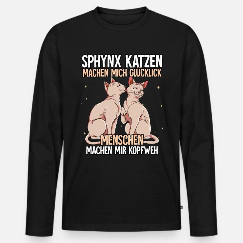 Sphynx Katzen - Männer Premium Bio Langarmshirt - Schwarz
