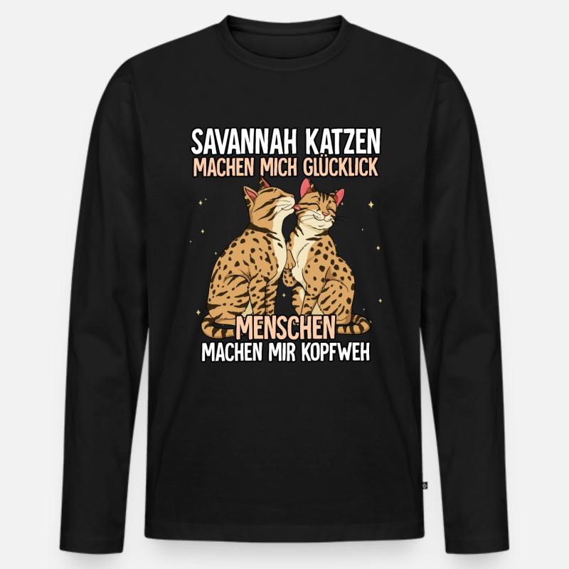 Savannah Katzen - Männer Premium Bio Langarmshirt - Schwarz