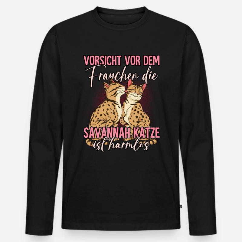 Savannah Katzen - Männer Premium Bio Langarmshirt - Schwarz