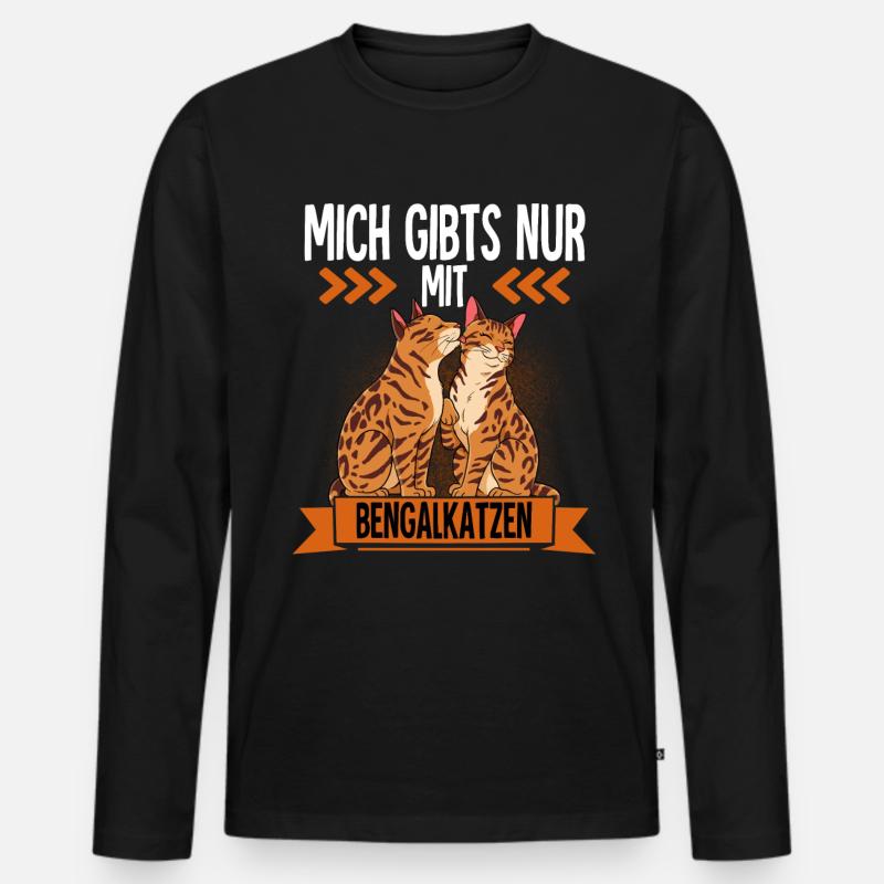 Bengalkatze - Männer Premium Bio Langarmshirt - Schwarz