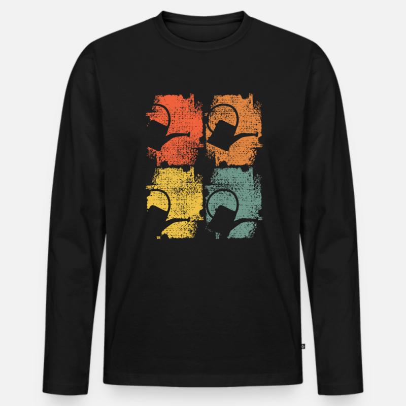 Gärtner Gießkanne Retro - Männer Premium Bio Langarmshirt - Schwarz
