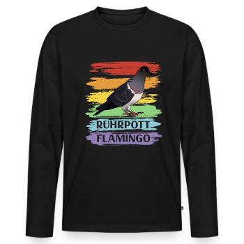 Ruhrpott Flamingo - Men's Premium Organic Long Sleeve Shirt - black - Front - Nico (187cm)