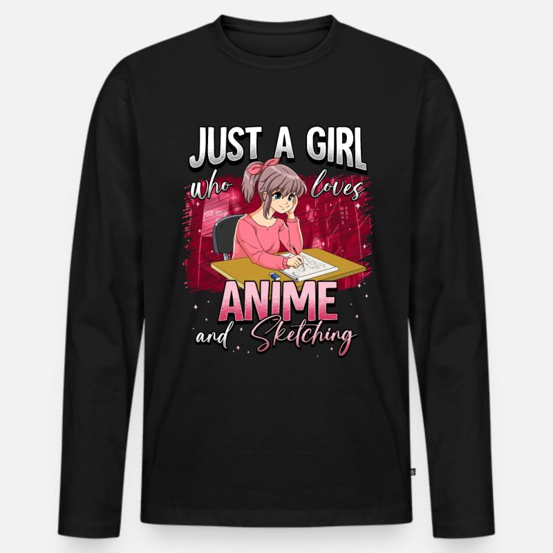 Anime Otaku Weeb - Männer Premium Bio Langarmshirt - Schwarz
