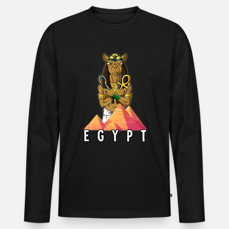 Ägypten Kamel Pharao - Männer Premium Bio Langarmshirt - Schwarz