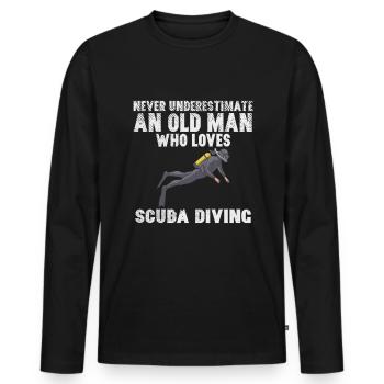 Alter Mann Taucher tauchen - Männer Premium Bio Langarmshirt - Schwarz - Vorne - Nico (187cm)