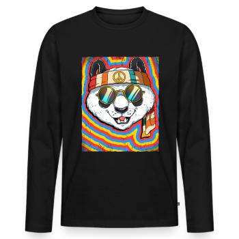 Hippie Panda Psychedelic Trippy - Men's Premium Organic Long Sleeve Shirt - black - Front - Nico (187cm)