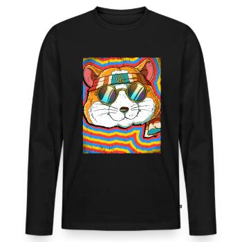Hippie Hamster Psychedelic Trippy - Men's Premium Organic Long Sleeve Shirt - black - Front - Nico (187cm)