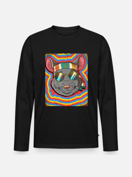 Hippie Chinchilla Psychedelic Trippy - Men's Premium Organic Long Sleeve Shirt - black