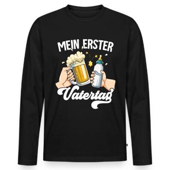 Erster Vatertag - Männer Premium Bio Langarmshirt - Schwarz - Vorne - Nico (187cm)