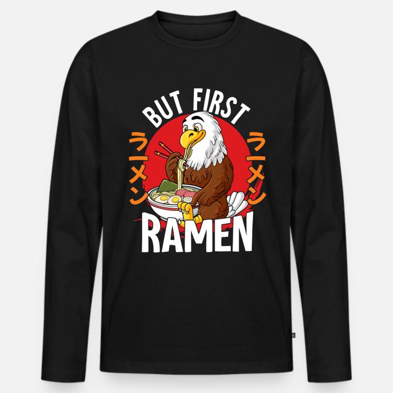 But First Ramen - Männer Premium Bio Langarmshirt - Schwarz