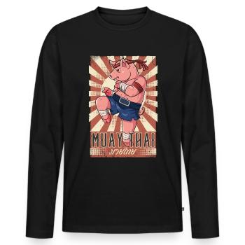 Muay Thaï - T-shirt manches longues Premium bio Homme - noir - Devant - Nico (187cm)