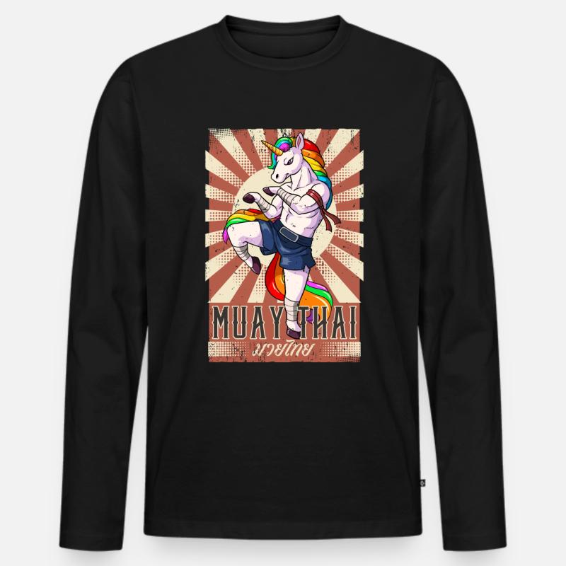 Muay Thai - Männer Premium Bio Langarmshirt - Schwarz