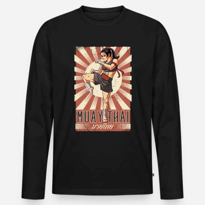 Muay Thai - Männer Premium Bio Langarmshirt - Schwarz