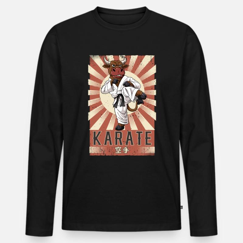 Karate - Männer Premium Bio Langarmshirt - Schwarz