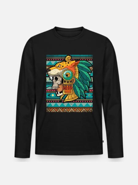 Mexican Aztec warrior Aztecs - Men's Premium Organic Long Sleeve Shirt - black