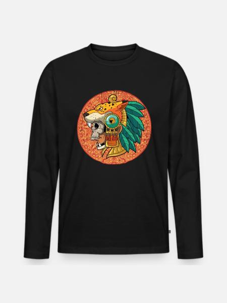 Guerrier aztèque mexicain Aztèques - T-shirt manches longues Premium bio Homme - noir
