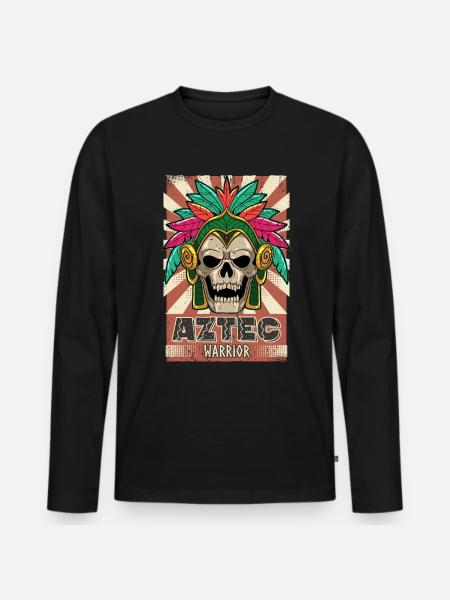 Mexican Aztec warrior Aztecs - Men's Premium Organic Long Sleeve Shirt - black