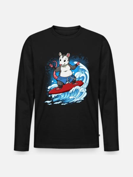 Wellensurfer Surfer Surfen - Männer Premium Bio Langarmshirt - Schwarz