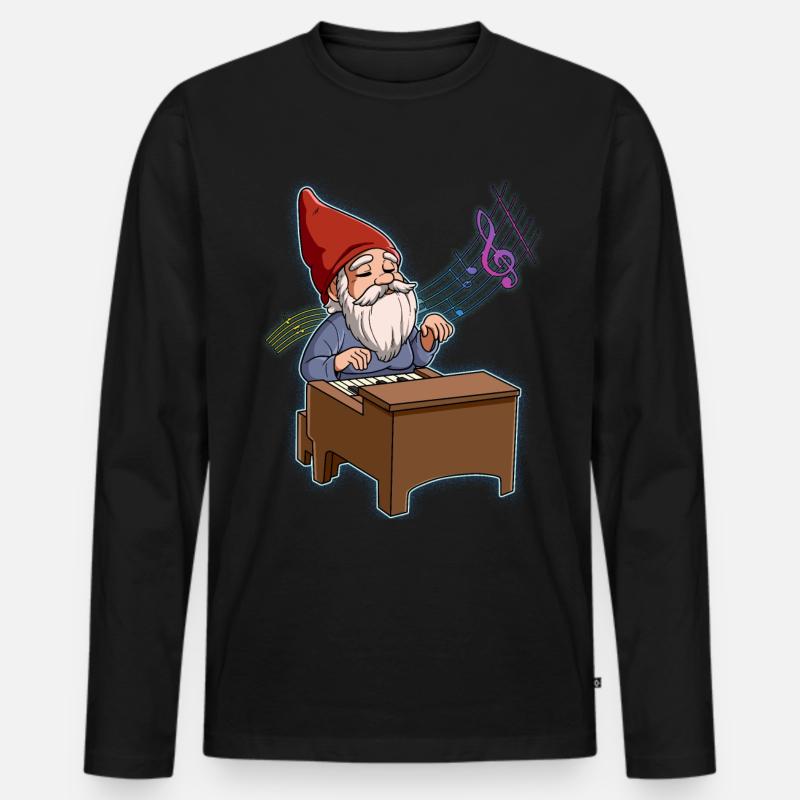 Gnom Klavierspieler - Männer Premium Bio Langarmshirt - Schwarz