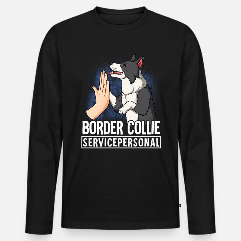 Border Collie - Männer Premium Bio Langarmshirt - Schwarz