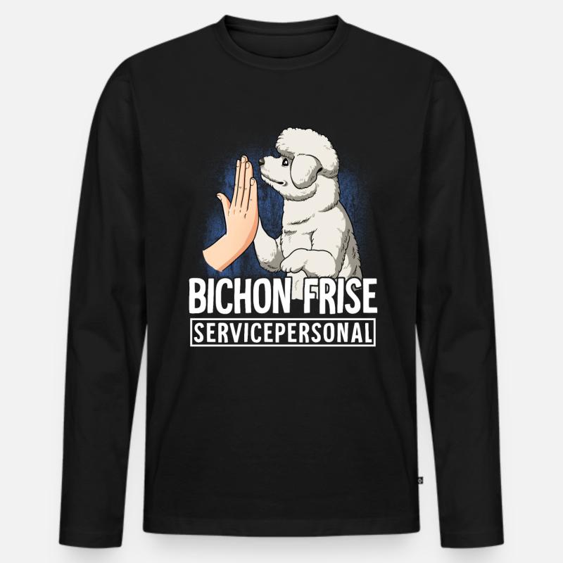 Bichon Frise - Männer Premium Bio Langarmshirt - Schwarz