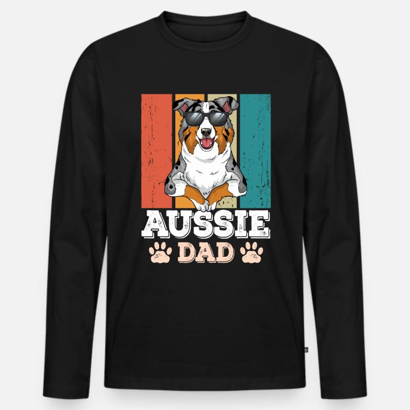 Aussie Dad - Männer Premium Bio Langarmshirt - Schwarz