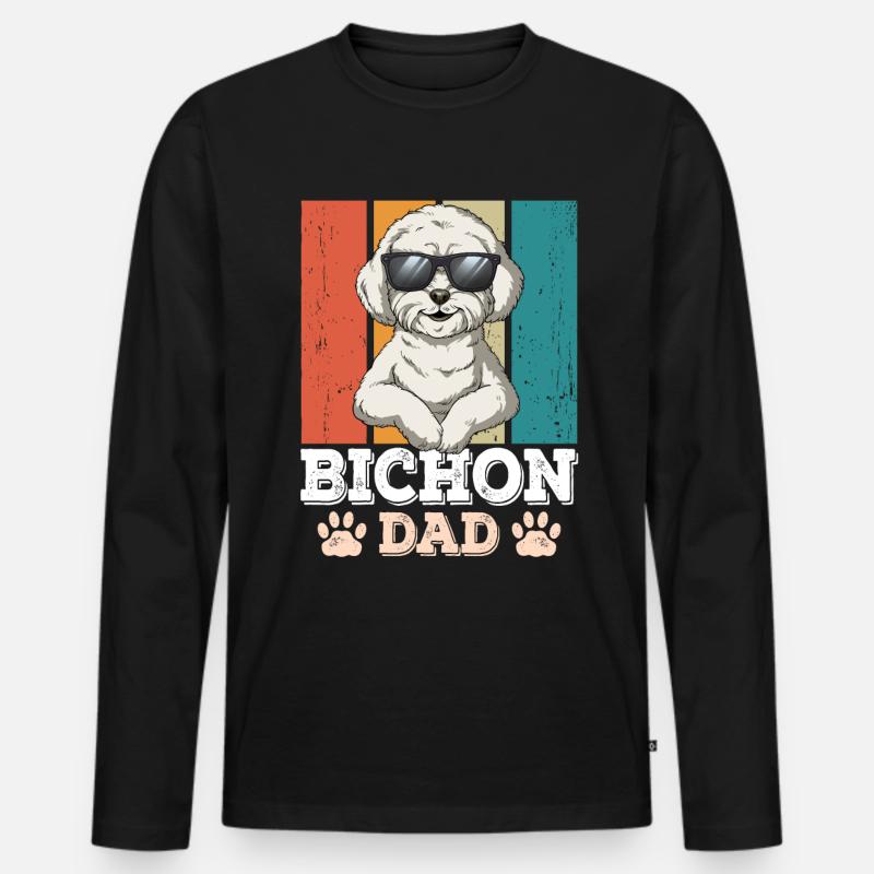 Bichon Dad - Männer Premium Bio Langarmshirt - Schwarz