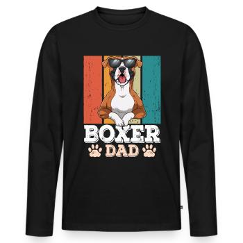 Boxer Dad - Männer Premium Bio Langarmshirt - Schwarz - Vorne - Nico (187cm)