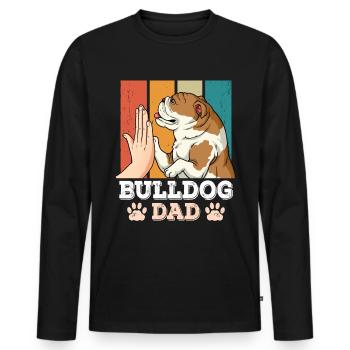 Bulldog Dad - Men's Premium Organic Long Sleeve Shirt - black - Front - Nico (187cm)
