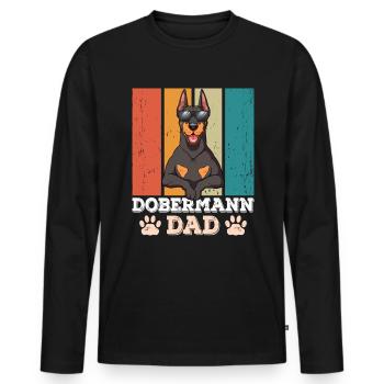 Dobermann Dad - Männer Premium Bio Langarmshirt - Schwarz - Vorne - Nico (187cm)