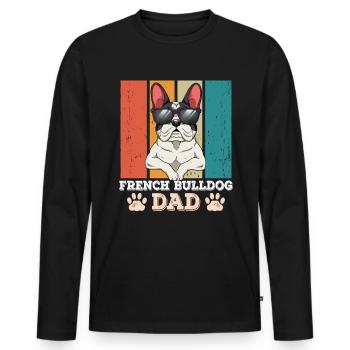 Papa bouledogue français - T-shirt manches longues Premium bio Homme - noir - Devant - Nico (187cm)