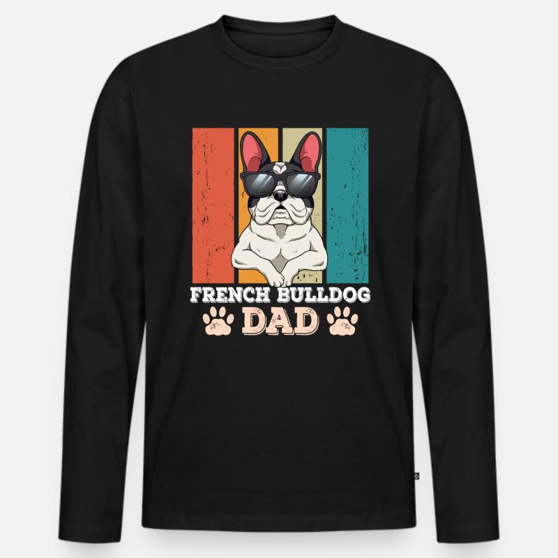 French Bulldog Dad - Männer Premium Bio Langarmshirt - Schwarz