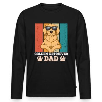 Papa Golden Retriever - T-shirt manches longues Premium bio Homme - noir - Devant - Nico (187cm)
