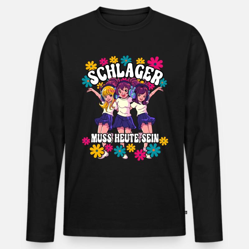 Schlager - Männer Premium Bio Langarmshirt - Schwarz