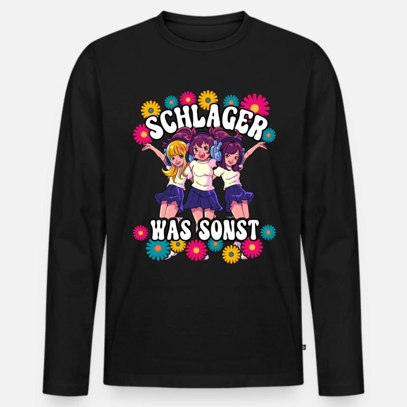 Schlager - Männer Premium Bio Langarmshirt - Schwarz