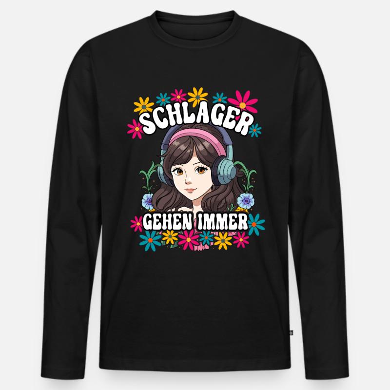 Schlager Gehen Immer - Männer Premium Bio Langarmshirt - Schwarz
