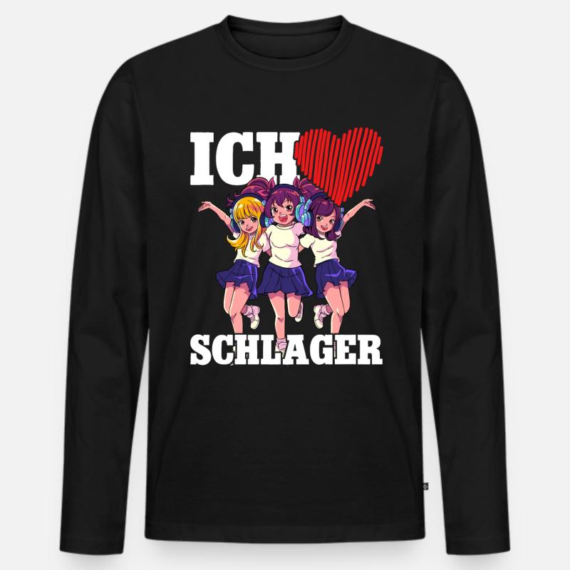 Ich Liebe Schlager - Männer Premium Bio Langarmshirt - Schwarz