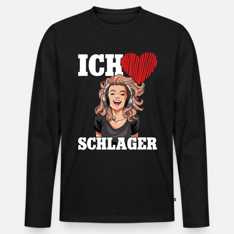 Ich Liebe Schlager - Männer Premium Bio Langarmshirt - Schwarz
