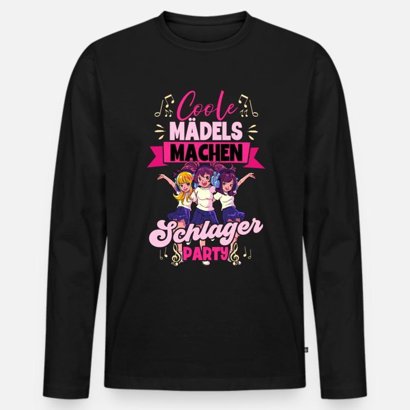 Coole Mädels Machen Schlager - Männer Premium Bio Langarmshirt - Schwarz