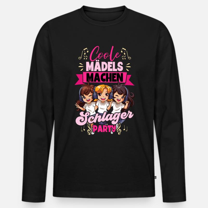 Coole Mädels Machen Schlager - Männer Premium Bio Langarmshirt - Schwarz