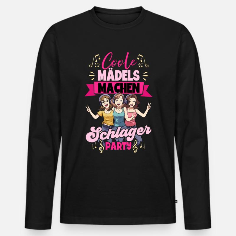 Coole Mädels Machen Schlager - Männer Premium Bio Langarmshirt - Schwarz