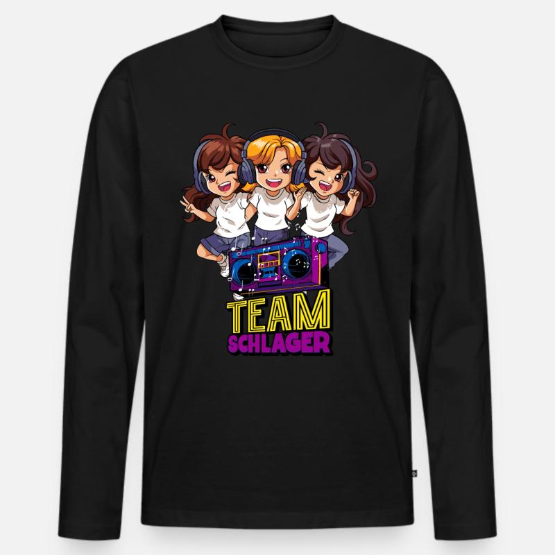 Team Schlager - Männer Premium Bio Langarmshirt - Schwarz