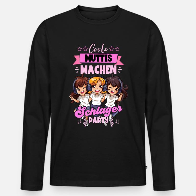 Coole Muttis Machen Schlagerparty - Männer Premium Bio Langarmshirt - Schwarz