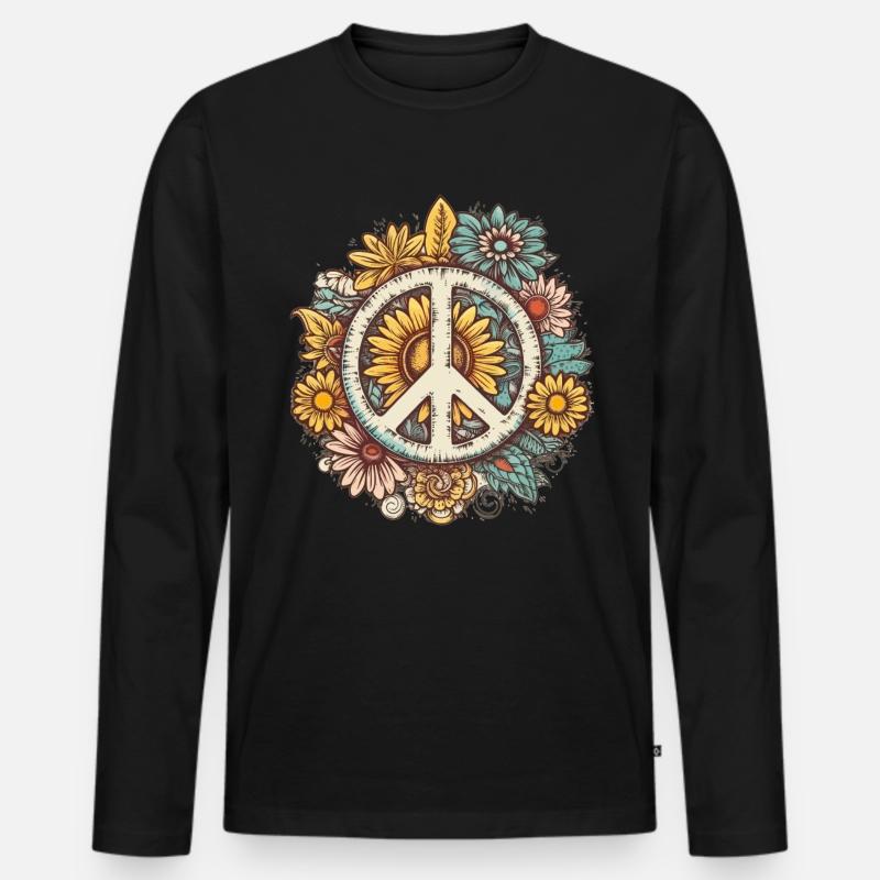 Kostüm Hippie Peace Zeichen - Männer Premium Bio Langarmshirt - Schwarz